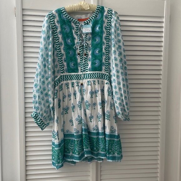 Tie Front Balloon Sleeve Mini NWT - Picture 1 of 6